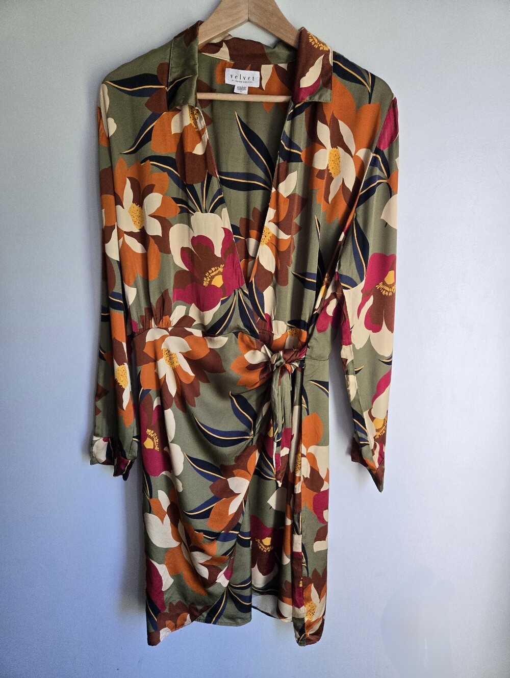 VELVET by Graham & Spencer Floral Wrap Dress - Olive Multi